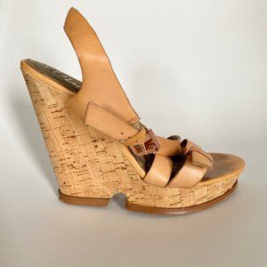 Sam Edelman Josie Tan Leather with Cork Wedge